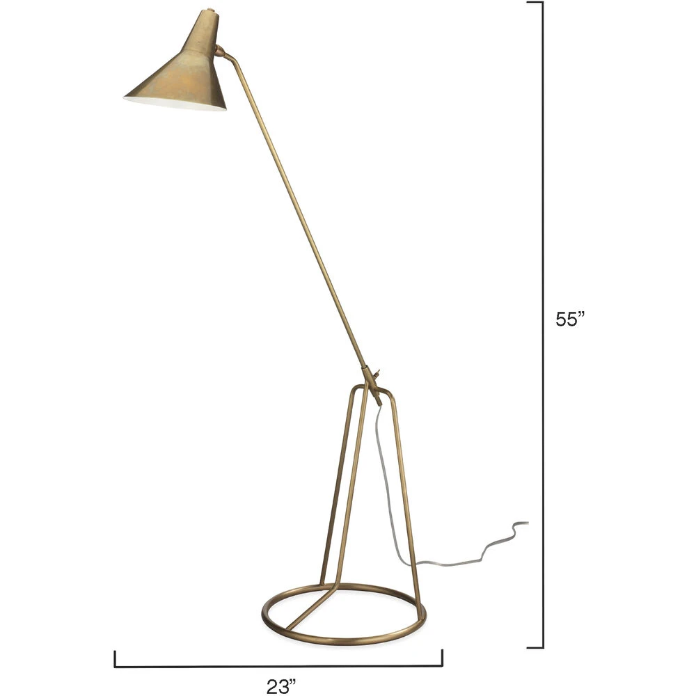 Franco Tri-Pod 55 Inch 100.00 Watt Antique Brass Floor Lamp Portable Light 2 Franco Tri-Pod 55 Inch 100.00 Watt Antique Brass Floor Lamp Portable Light - Image 2