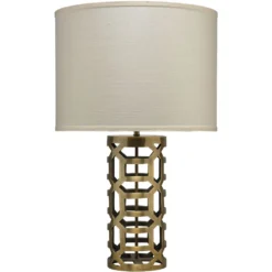Labyrinth 30 Inch 150.00 Watt Antique Brass Metal Table Lamp Portable Light