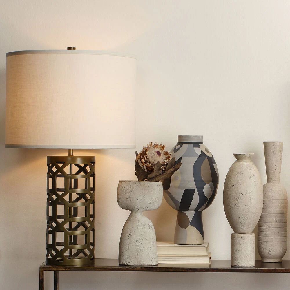 Labyrinth 30 Inch 150.00 Watt Antique Brass Metal Table Lamp Portable Light 2 Labyrinth 30 Inch 150.00 Watt Antique Brass Metal Table Lamp Portable Light - Image 2