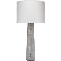Striped Silver Pillar 38 Inch 150.00 Watt Clear Seeded Table Lamp Portable Light