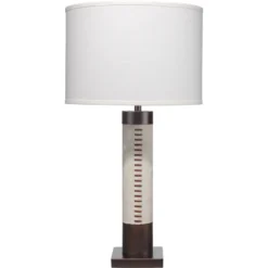 Sheridan 32 Inch 150.00 Watt White Hide & Oil Rubbed Bronze Metal Table Lamp Portable Light