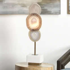 Trinity 25 Inch 40 Watt Pale Lavender Agate & Antique Brass Table Lamp Portable Light -Home Decorate Shop 1trin lglv 17