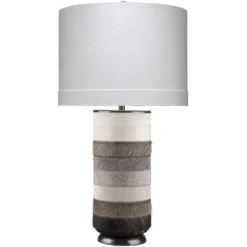 Winslow 33 Inch 150.00 Watt White / Light Grey / Dark Grey Hide Table Lamp Portable Light