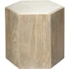 Argan 20 X 18 Inch Natural Wood & White Marble Table, Hexagon