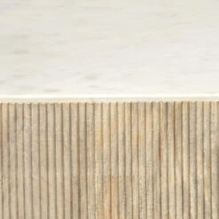 Argan 20 X 18 Inch Natural Wood & White Marble Table, Hexagon -Home Decorate Shop 20arga lgwh 3