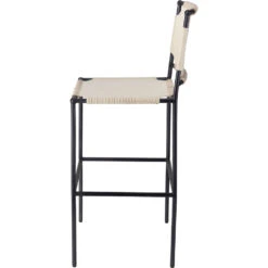 Asher 42 Inch Off-White Leather & Black Metal Bar Stool -Home Decorate Shop 20ashe bsow 2
