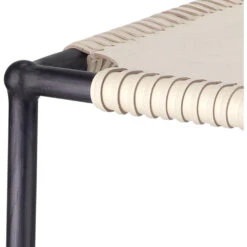 Asher 42 Inch Off-White Leather & Black Metal Bar Stool -Home Decorate Shop 20ashe bsow close up