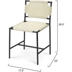 Asher Off White Leather & Black Forged Iron Dining Chair -Home Decorate Shop 20ashe dcwh 2