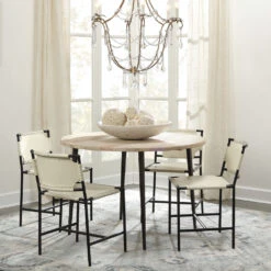 Asher Off White Leather & Black Forged Iron Dining Chair -Home Decorate Shop 20ashe dcwh 8