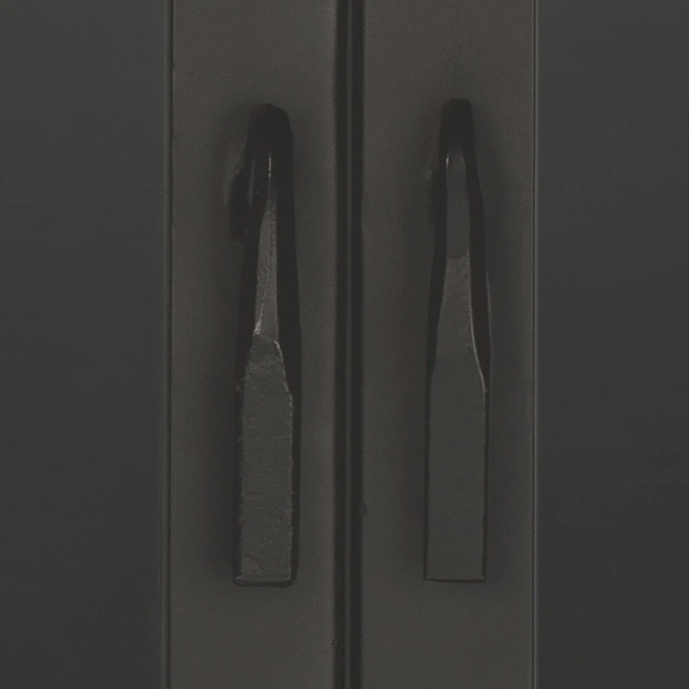 Chauncey Wide Black Iron & Clear Glass Curio Bar Cabinet 2 Chauncey Wide Black Iron & Clear Glass Curio Bar Cabinet - Image 2