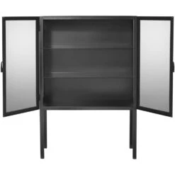 Chauncey Wide Black Iron & Clear Glass Curio Bar Cabinet 11 Chauncey Wide Black Iron & Clear Glass Curio Bar Cabinet -Home Decorate Shop 20chau cabbk 3