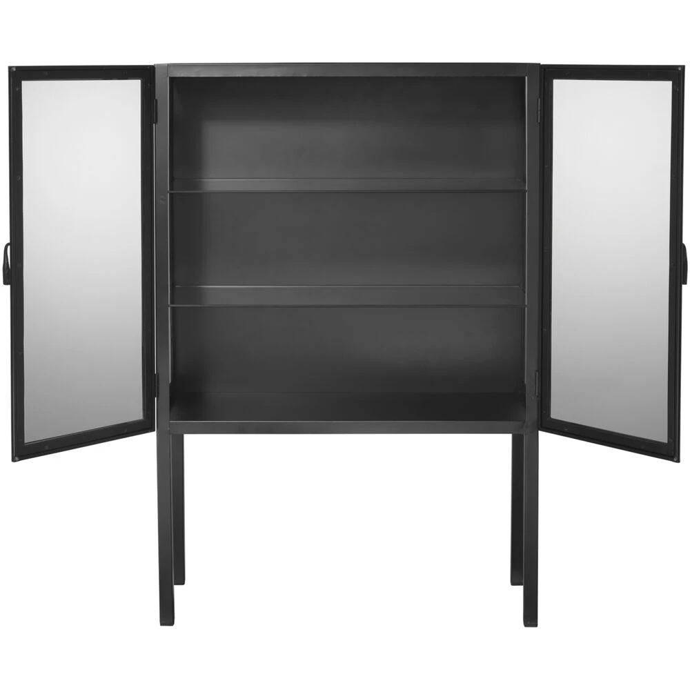 Chauncey Wide Black Iron & Clear Glass Curio Bar Cabinet 4 Chauncey Wide Black Iron & Clear Glass Curio Bar Cabinet - Image 4