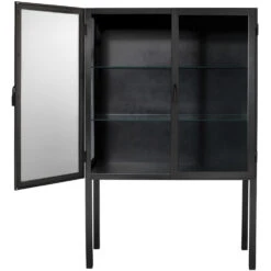 Chauncey Wide Black Iron & Clear Glass Curio Bar Cabinet 12 Chauncey Wide Black Iron & Clear Glass Curio Bar Cabinet -Home Decorate Shop 20chau cabbk 4