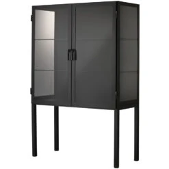 Chauncey Wide Black Iron & Clear Glass Curio Bar Cabinet 13 Chauncey Wide Black Iron & Clear Glass Curio Bar Cabinet -Home Decorate Shop 20chau cabbk 5