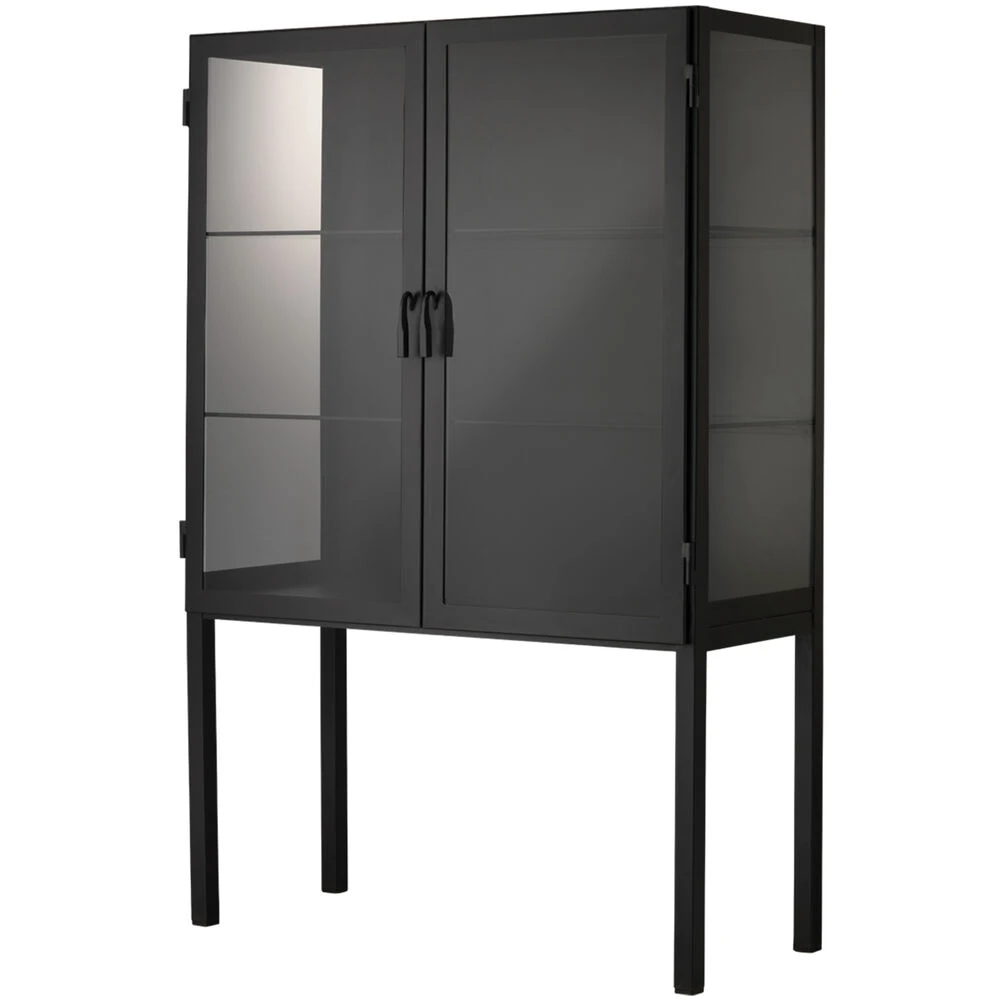 Chauncey Wide Black Iron & Clear Glass Curio Bar Cabinet 6 Chauncey Wide Black Iron & Clear Glass Curio Bar Cabinet - Image 6