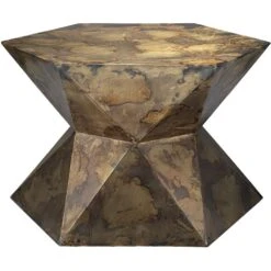 Crown 24 X 21 Inch Acid Washed Metal Side Table