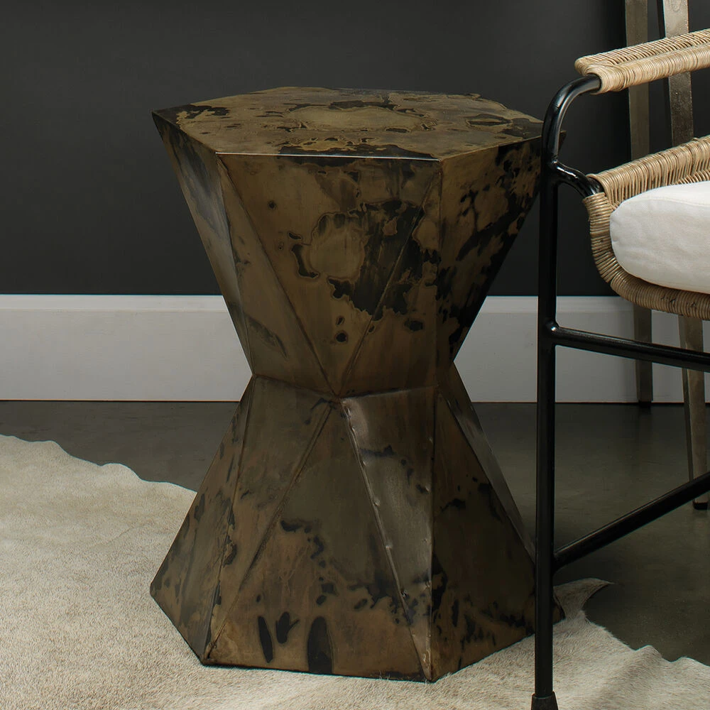 Crown 19 X 17 Inch Acid Washed Metal Side Table 2 Crown 19 X 17 Inch Acid Washed Metal Side Table - Image 2