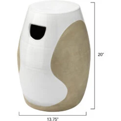 Hillside 20 X 14 Inch White & Natural Ceramic Side Table -Home Decorate Shop 20hill stwh 2