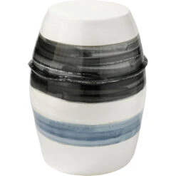 Horizon Striped 21 X 15 Inch Grey / Black / White Ceramic Side Table