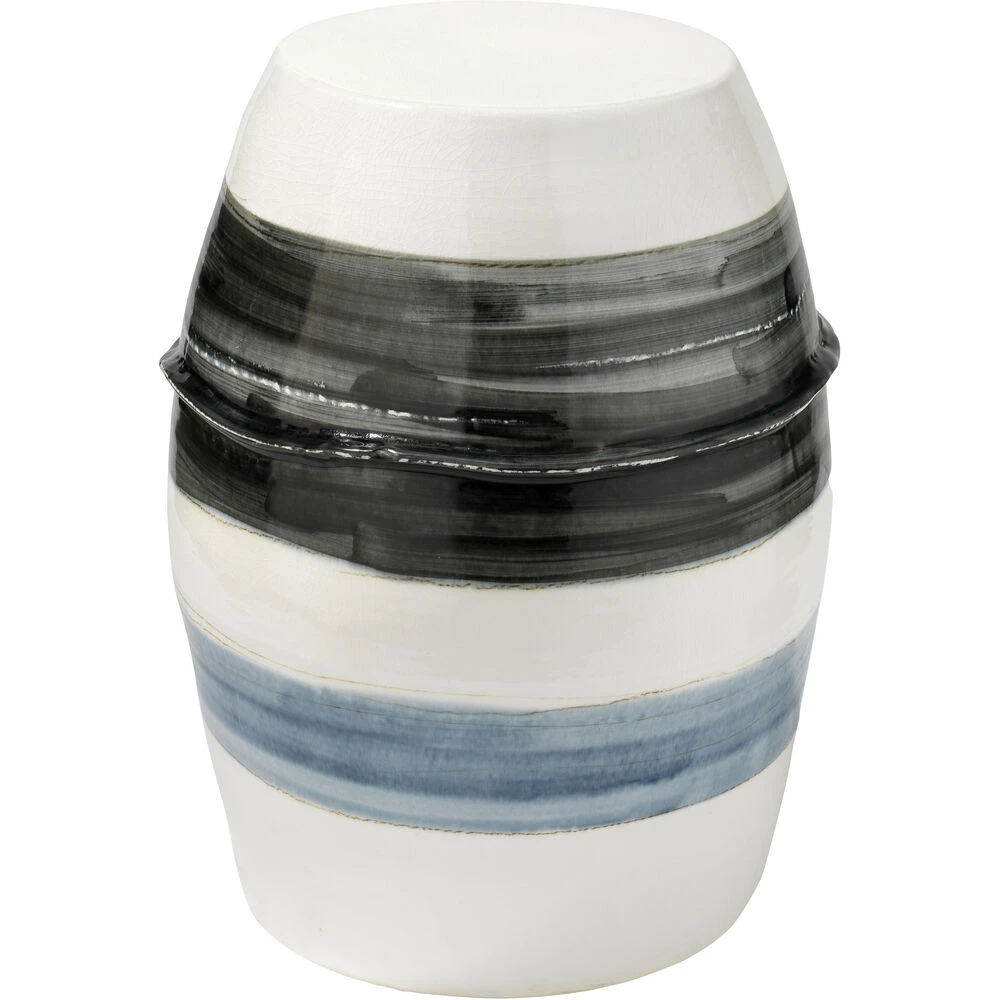 Horizon Striped 21 X 15 Inch Grey / Black / White Ceramic Side Table 1 Horizon Striped 21 X 15 Inch Grey / Black / White Ceramic Side Table