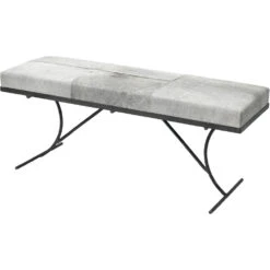 Kai Grey Hide & Black Hand Forged Iron Bench