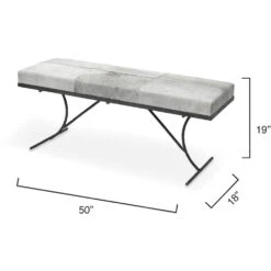 Kai Grey Hide & Black Hand Forged Iron Bench 9 Kai Grey Hide & Black Hand Forged Iron Bench -Home Decorate Shop 20kai begrbk 2