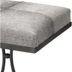 Kai 18 Inch Grey Hide & Black Hand Forged Iron Stool -Home Decorate Shop 20kai stool 2