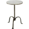 Left Bank 22 X 15 Inch White Marble With Gun Metal Iron Base Marble Table