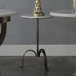 Left Bank 22 X 15 Inch White Marble With Gun Metal Iron Base Marble Table -Home Decorate Shop 20marb tlgm 4