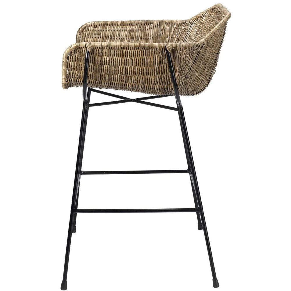 Nusa 33 Inch Natural Rattan & Black Steel Counter Stool 3 Nusa 33 Inch Natural Rattan & Black Steel Counter Stool - Image 3