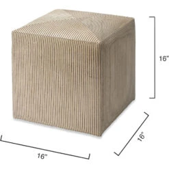 Pinstriped 16 Inch Black & Cream Hide Ottoman 7 Pinstriped 16 Inch Black & Cream Hide Ottoman -Home Decorate Shop 20pins smcr 2