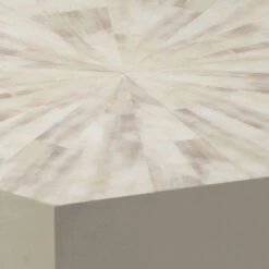 Radiant 21 X 20 Inch Light Grey & Beige Faux Horn W/ Light Grey Lacquer Side Table -Home Decorate Shop 20radi stgr 3