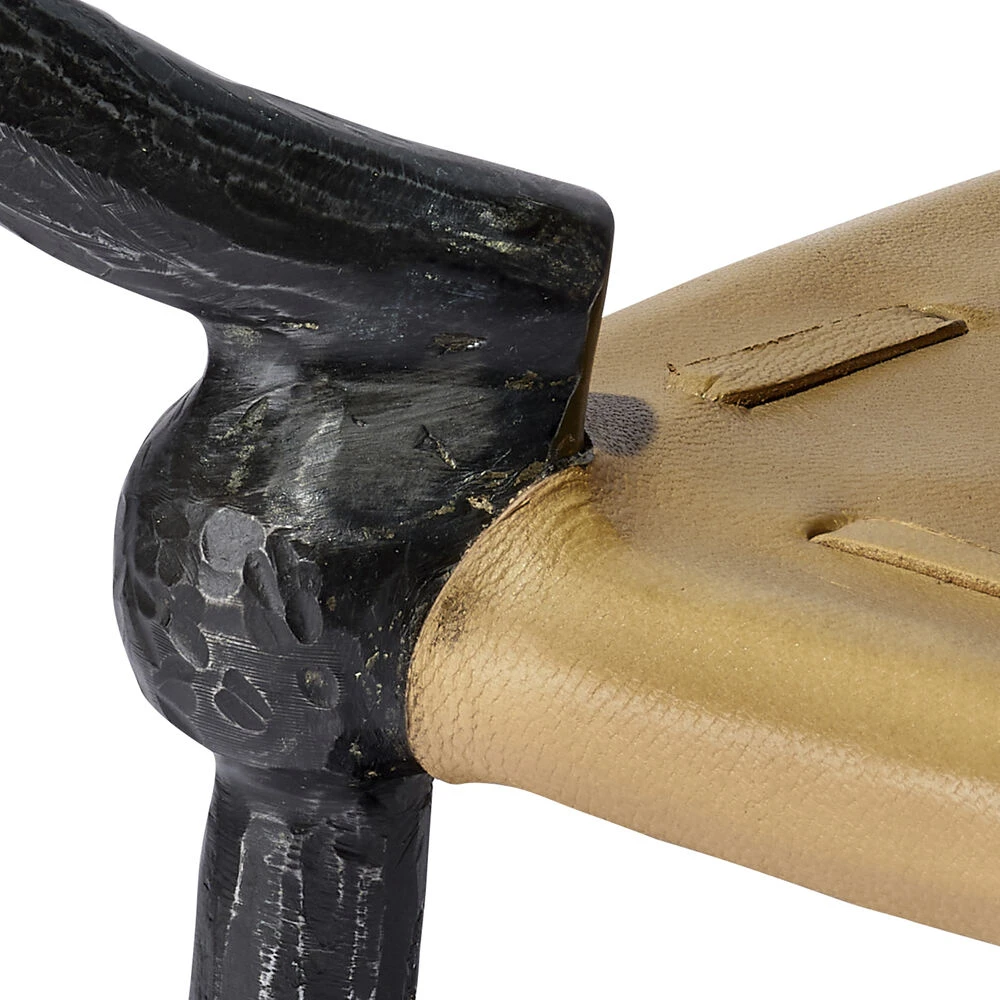 Renzo 25 X 20 Inch Black And Cashew Leather Side Table 3 Renzo 25 X 20 Inch Black And Cashew Leather Side Table - Image 3