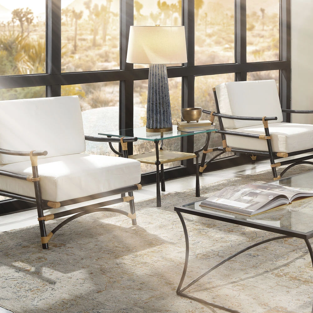 Renzo 25 X 20 Inch Black And Cashew Leather Side Table 6 Renzo 25 X 20 Inch Black And Cashew Leather Side Table - Image 6