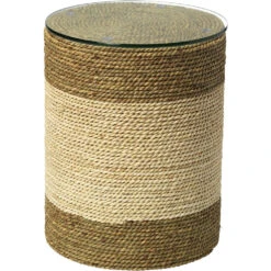 Saint Bart's 18 X 14 Inch Off-White & Natural Side Table