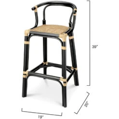 Saltwater 39 Inch Black & Natural Rattan Barstool -Home Decorate Shop 20salt bsbk 6