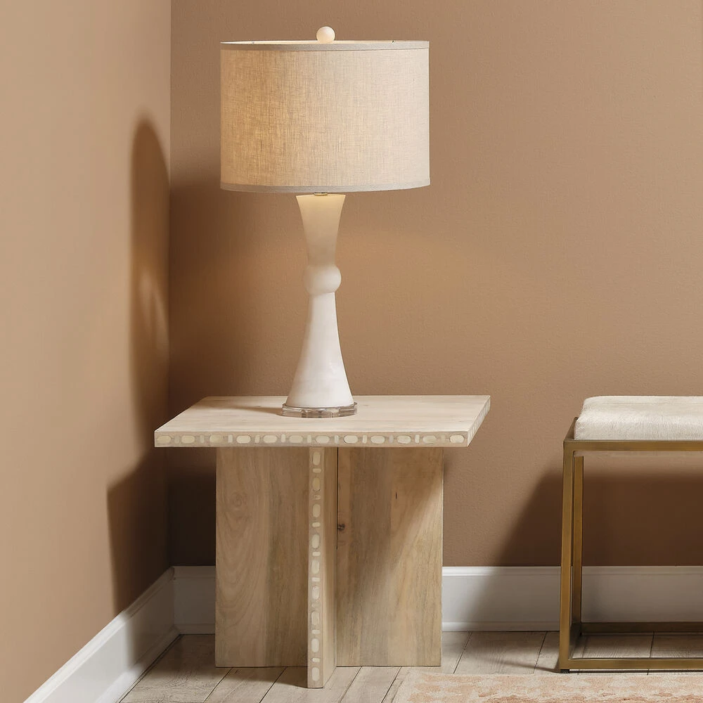 Sama 24 X 20 Inch White Patina Side Table 2 Sama 24 X 20 Inch White Patina Side Table - Image 2