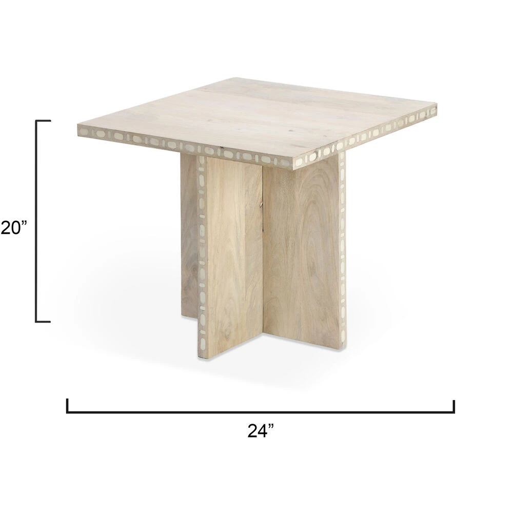 Sama 24 X 20 Inch White Patina Side Table 3 Sama 24 X 20 Inch White Patina Side Table - Image 3