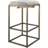 Shelby 30 Inch White Hide & Antique Brass Bar Stool