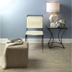 Sweetwater Off White Leather & Black Forged Iron Dining Chair -Home Decorate Shop 20swee dcwh 13