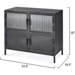 Vitrino 33.5 X 30 Inch Black 4 Door Side Table 11 Vitrino 33.5 X 30 Inch Black 4 Door Side Table -Home Decorate Shop 20vitr4 stbk 2