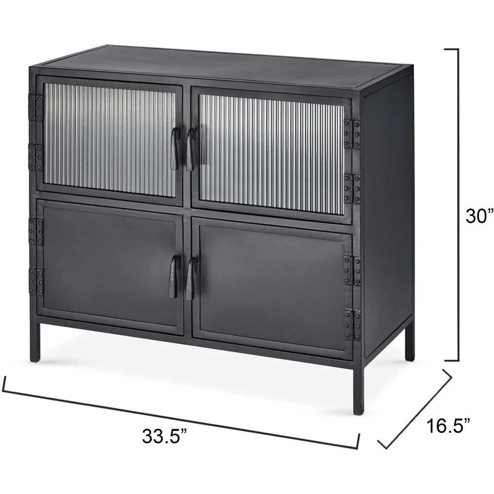 Vitrino 33.5 X 30 Inch Black 4 Door Side Table 3 Vitrino 33.5 X 30 Inch Black 4 Door Side Table - Image 3