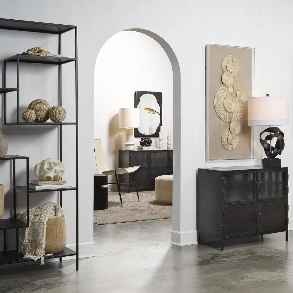 Vitrino 33.5 X 30 Inch Black 4 Door Side Table 7 Vitrino 33.5 X 30 Inch Black 4 Door Side Table - Image 7