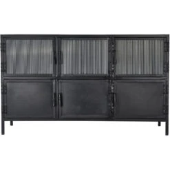Vitrino 50 Inch Black 6 Door Console