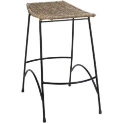 Wing 24 Inch Natural Rattan & Black Steel Counter Stool -Home Decorate Shop 20wing csna 3