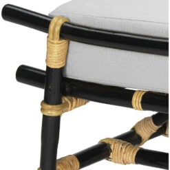 Xanadu 18 Inch Black & Cream W/ Off White Cushions Ottoman -Home Decorate Shop 20xana otbk 7