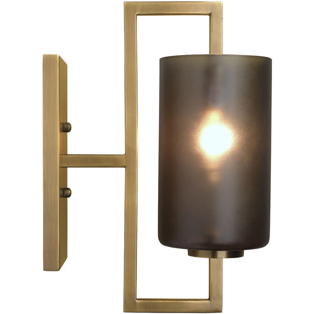 Blueprint 1 Light 5 Inch Antique Brass & Grey Frosted Glass Wall Sconce Wall Light 2 Blueprint 1 Light 5 Inch Antique Brass & Grey Frosted Glass Wall Sconce Wall Light - Image 2