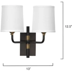 Lawton 2 Light 13 Inch Oil Rubbed Bronze W/ Antique Brass Accents Double Arm Wall Sconce Wall Light -Home Decorate Shop 4lawt dbob 2