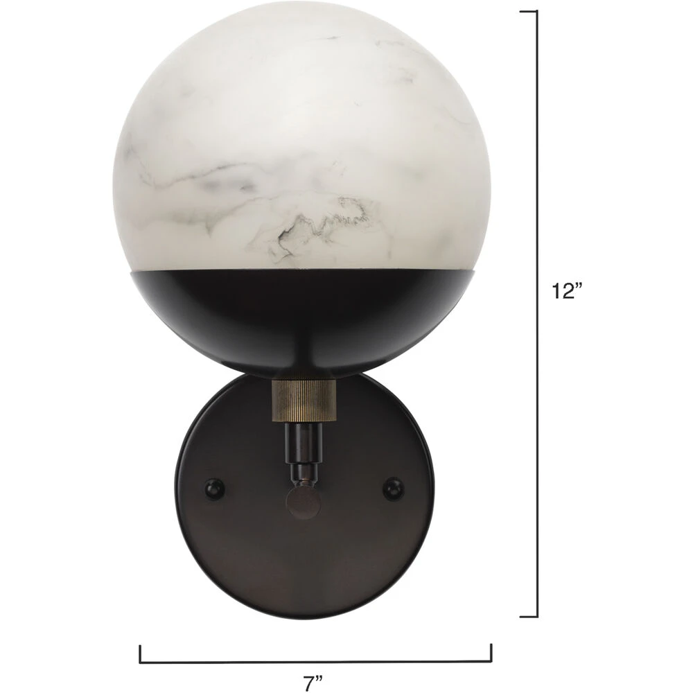 Metro 1 Light 7 Inch Faux White Alabaster And Oil Rubbed Bronze Wall Sconce Wall Light 3 Metro 1 Light 7 Inch Faux White Alabaster And Oil Rubbed Bronze Wall Sconce Wall Light - Image 3