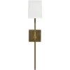Minerva 1 Light 5 Inch Antique Brass & White Linen Wall Sconce Wall Light